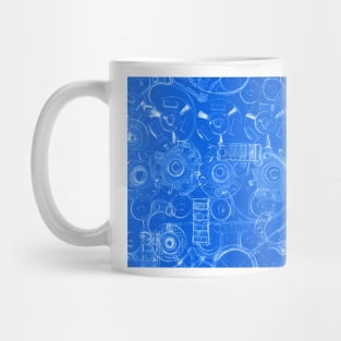 Techno 4 Monotype Print in Blue Mug